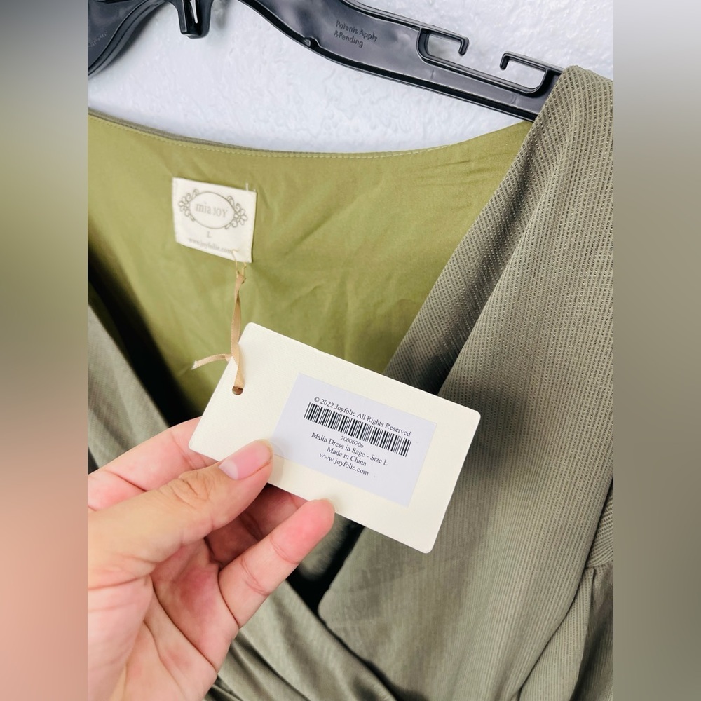 NWT JoyFolie Mía Joy Malin Olive Green Chiffon Long Sleeve Maxi Dress - Picture 5 of 11